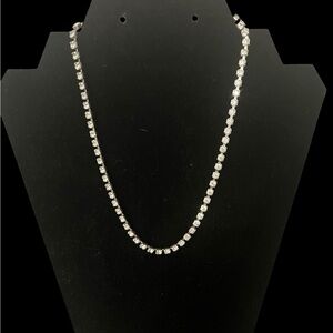 Vintage Estate Silver Clear Rhinestones Necklace Classic Formal